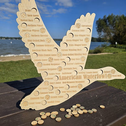 🔥LAST DAY 50% OFF - American Waterfowl Challenge Wooden Map 🦆 – Engraved 41 Species Duck Hunting Wall Decor & Harvest Tracker