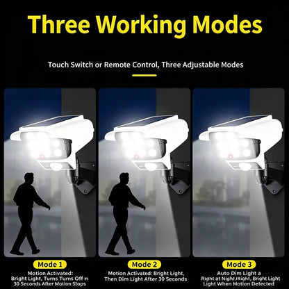 Three selectable lighting modes for the solar motion sensor light