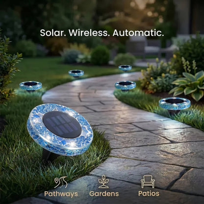 ✨Solar Outdoor Mosaic Disk Lights, Waterproof Pathway LED Light