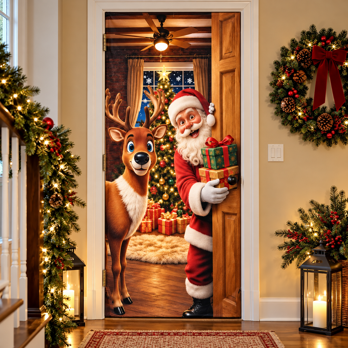 🔥Last Day Promotion 60% OFF💥2026 Christmas Front Door Decoration Cover