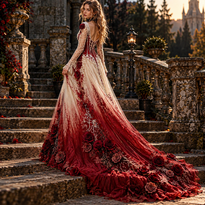 🎃Halloween Deal 49% OFF☠️Women's Gothic Skull & Rose Print Soft Fabric Maxi Dress