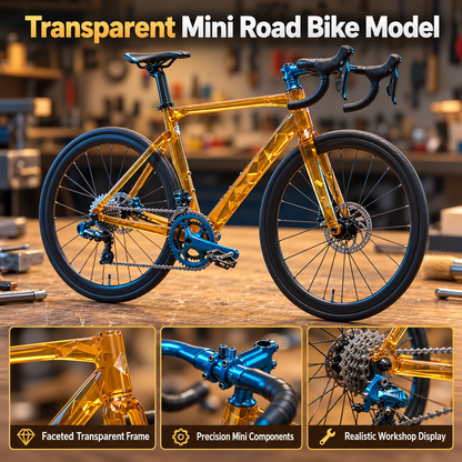 💎🚴 Transparent Mini Road Bike Model – DIY Assembly Kit & Desk Display