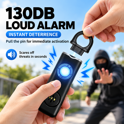 🚨 130dB Personal Safety Alarm 🔦 Rechargeable LED Emergency Alarm Keychain