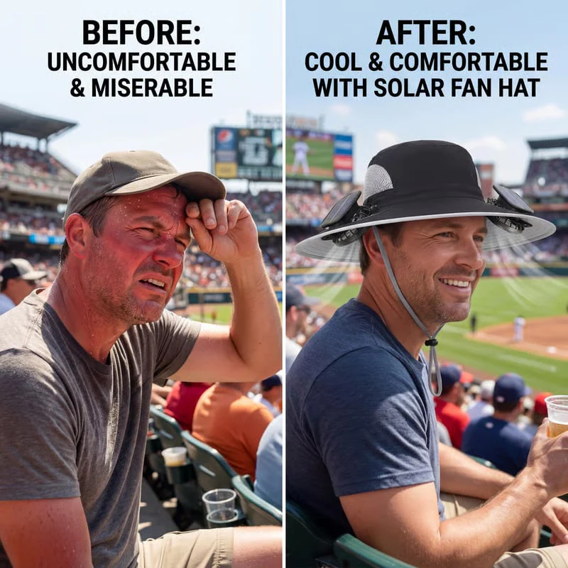 🔥Premium Solar Fan Wide Brim Hat❄️ Instant Cooling& Full UV Protection🏕️ Perfect for Fishing, Hiking & Gardening