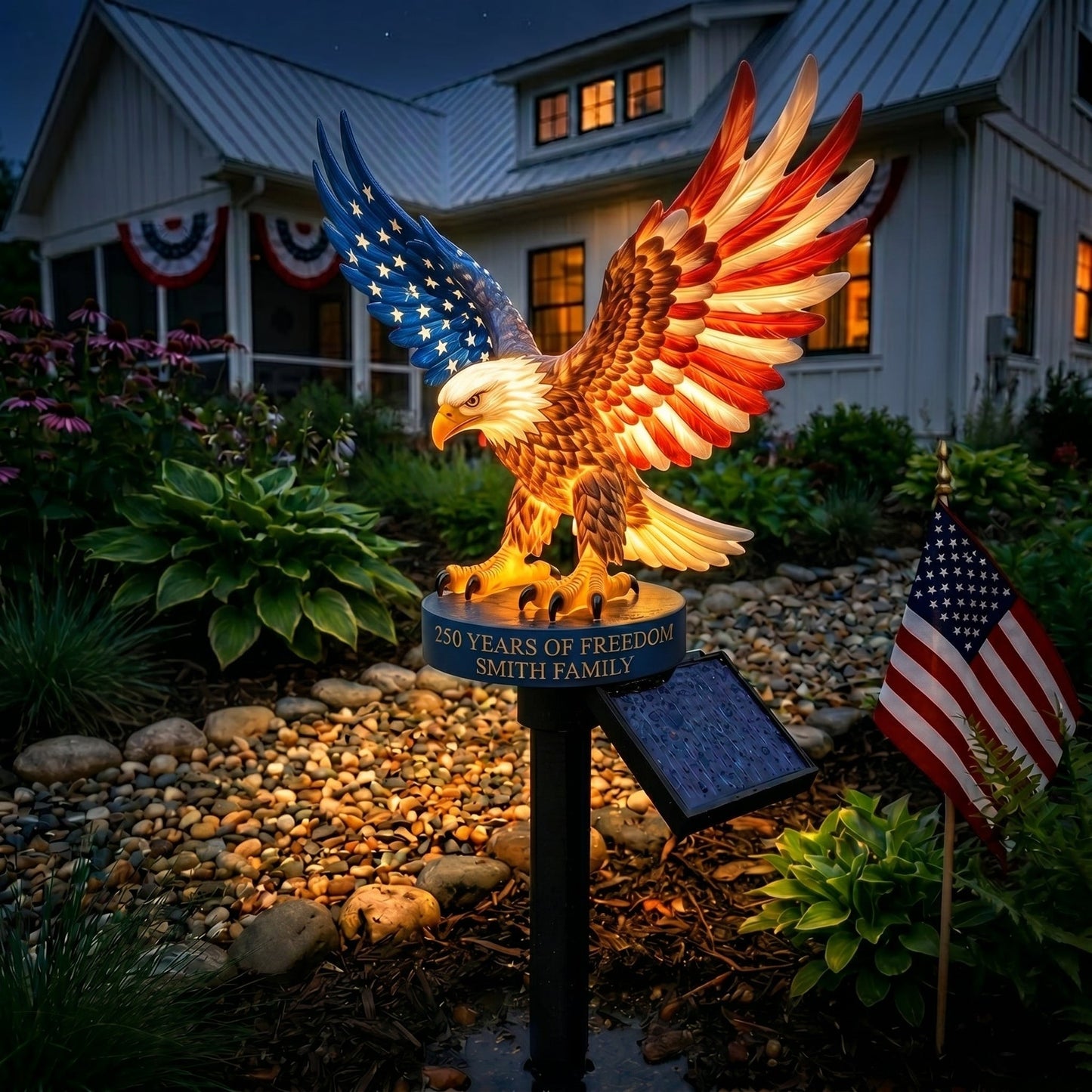 🦅Solar Eagle Garden Light – A Glowing Tribute to American Freedom