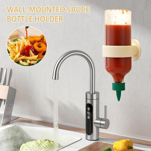 Portable silicone wall-mounted sauce bottle holder