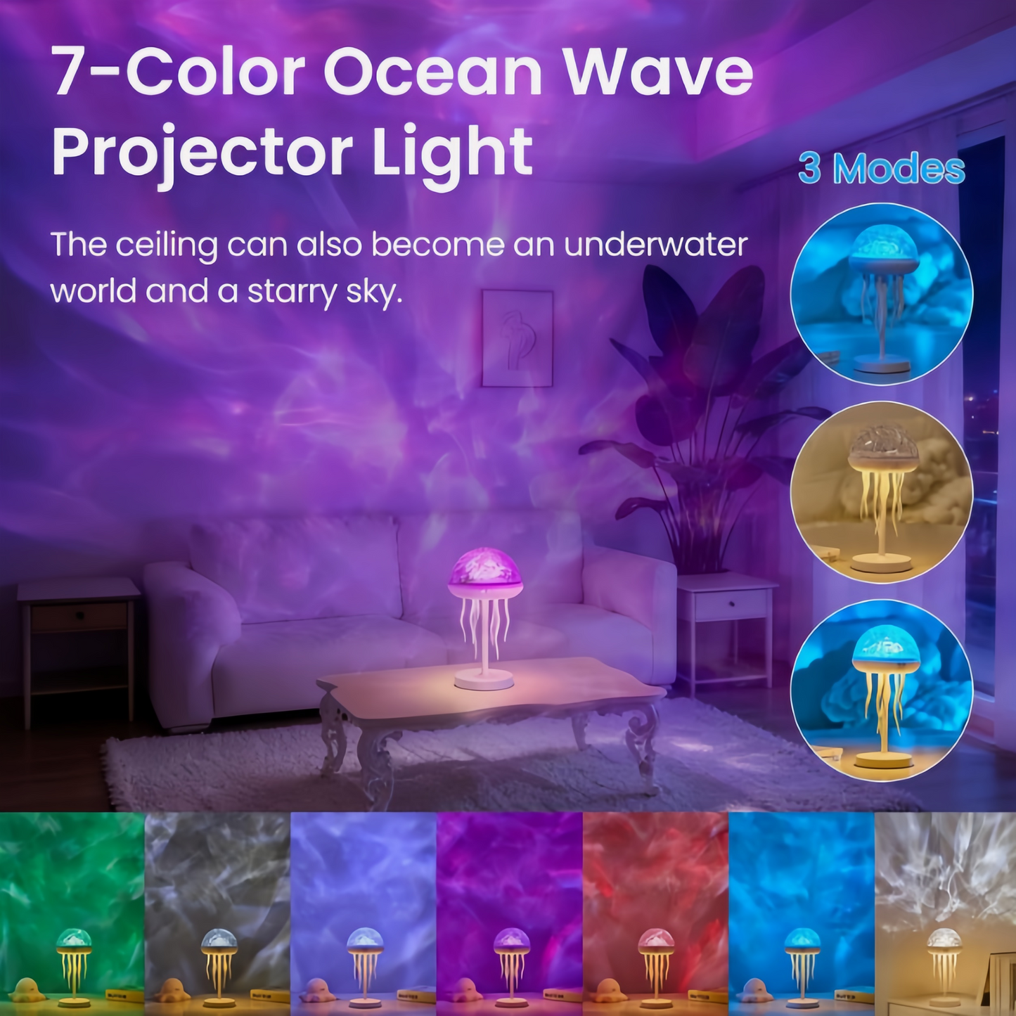 🪼Jellyfish Lamp with Ocean Wave Projector Light
