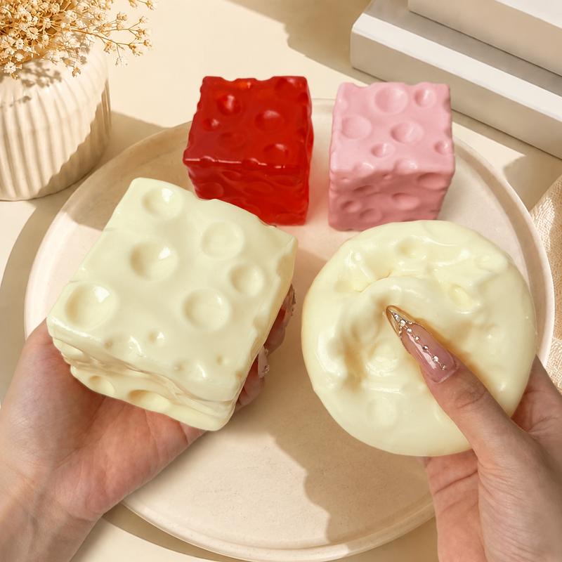 ✨Cheese Cube Squishy Toy - Yellow, Pink, Red & Green