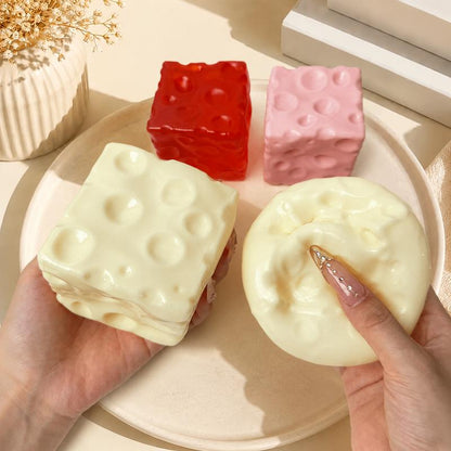 ✨Cheese Cube Squishy Toy - Yellow, Pink, Red & Green