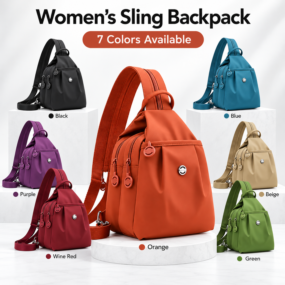 👜 Women’s Multi-Pocket Sling Backpack – Lightweight Water-Resistant Crossbody Bag