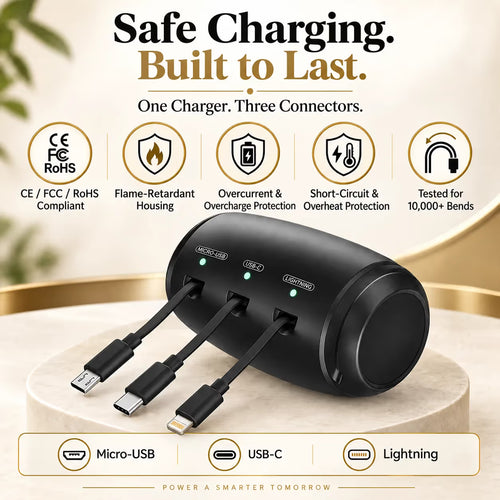 Headrest Car Charger with Retractable Cable