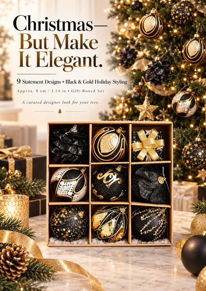 🖤✨ The Black & Gold Christmas Edit – 9 Statement Ornaments | 42% Off