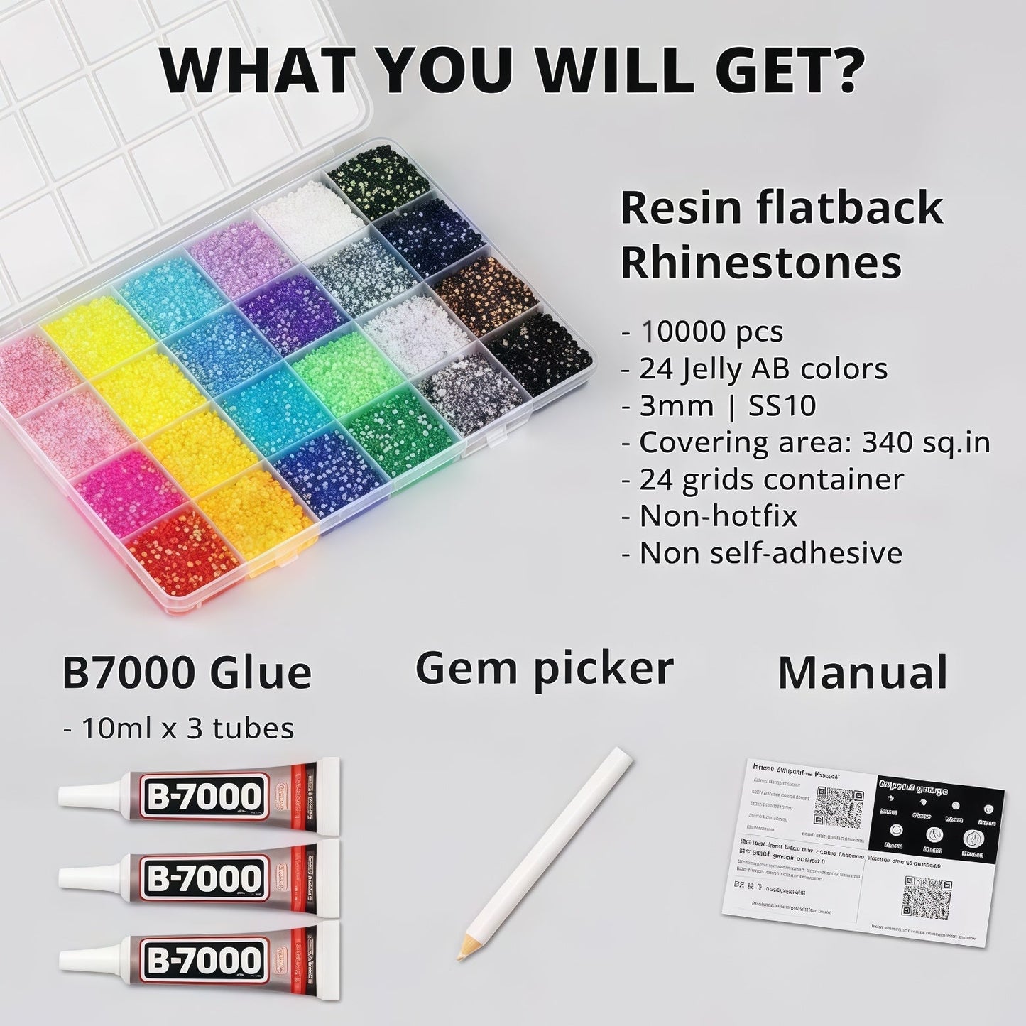 10000Pcs Resin Jelly Rhinestones for Crafting