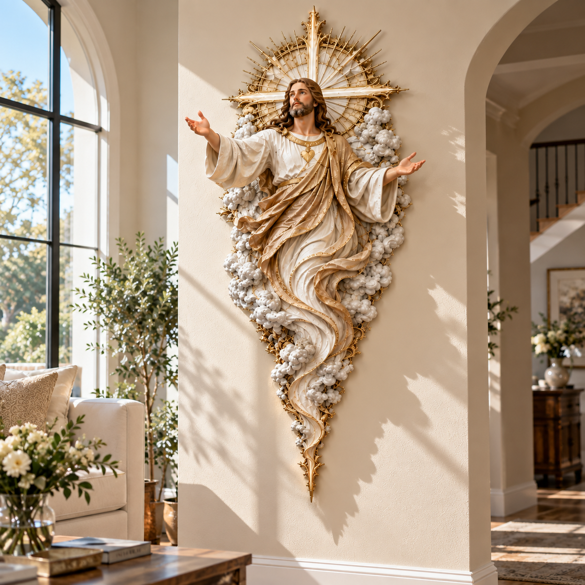 ✝️ Light of the World Jesus Wall Sculpture – A Radiant Symbol of Faith for the Home