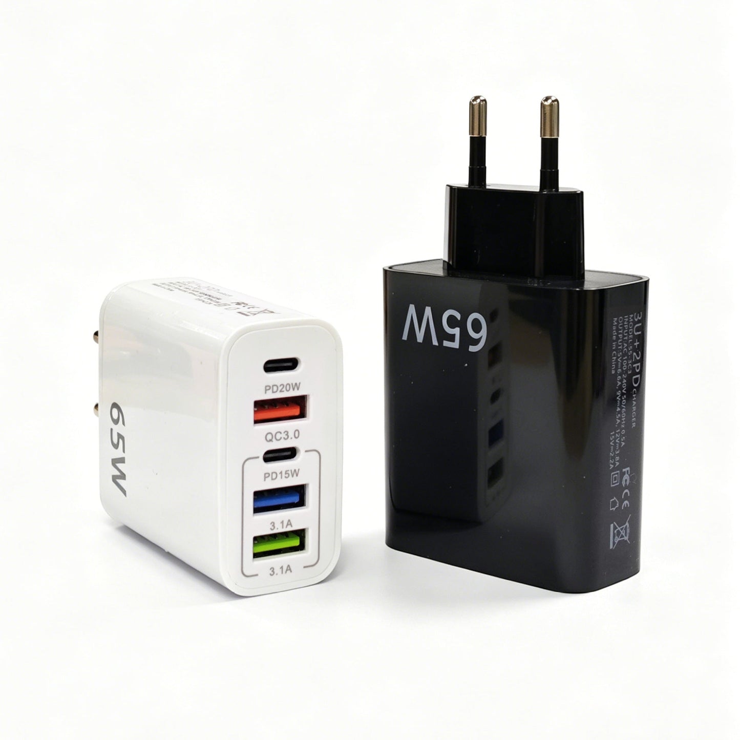 ⚡65W 5-Port Fast Charger｜PD QC Multi USB C Wall Charger