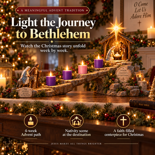 ⏰ LAST DAY 50% OFF ✝️ Journey to Bethlehem – 4-Week Lighted Advent Nativity Path