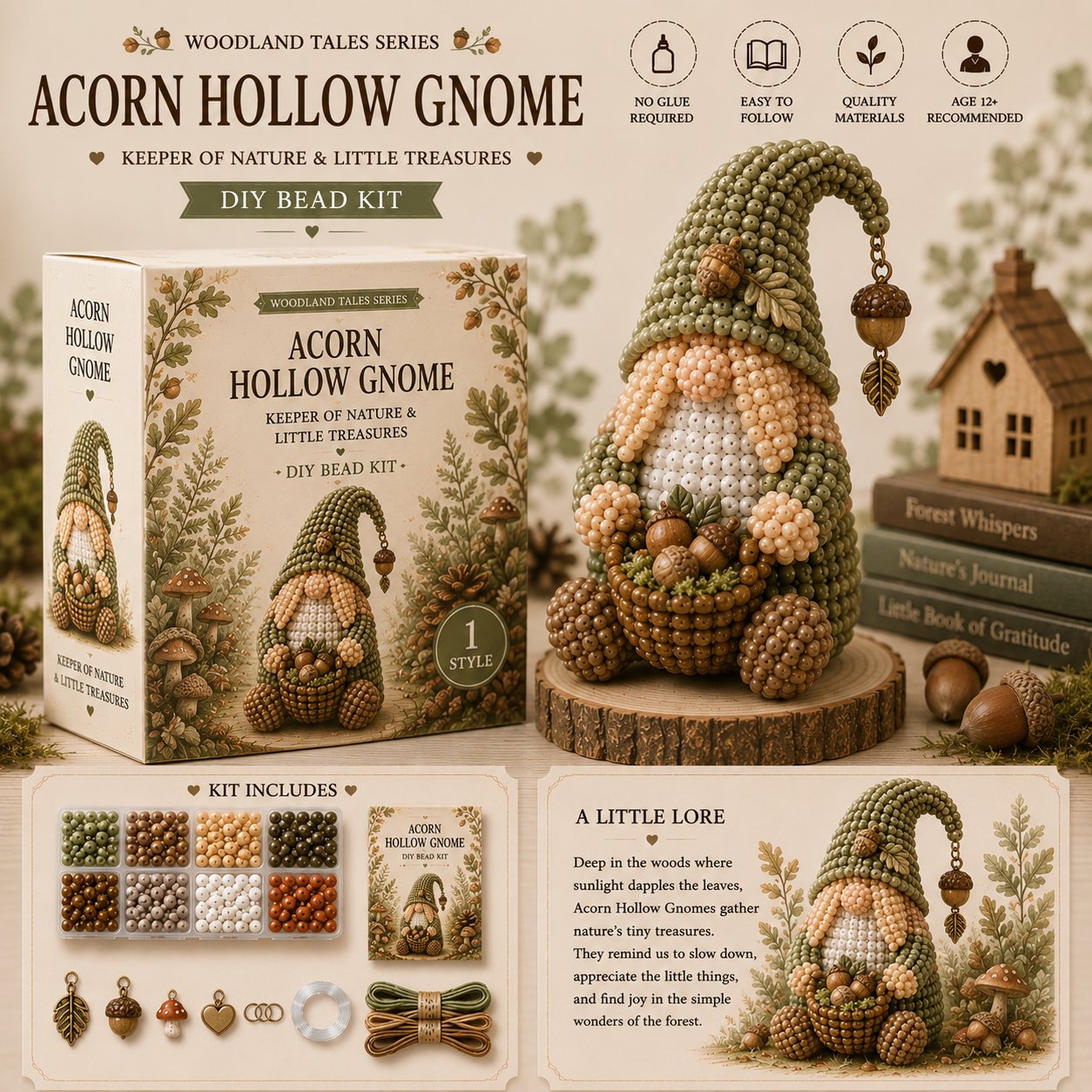 🔥2026 newest style💕Cozy Gnome DIY Bead Kit Collection– Collect All 12 Gnome