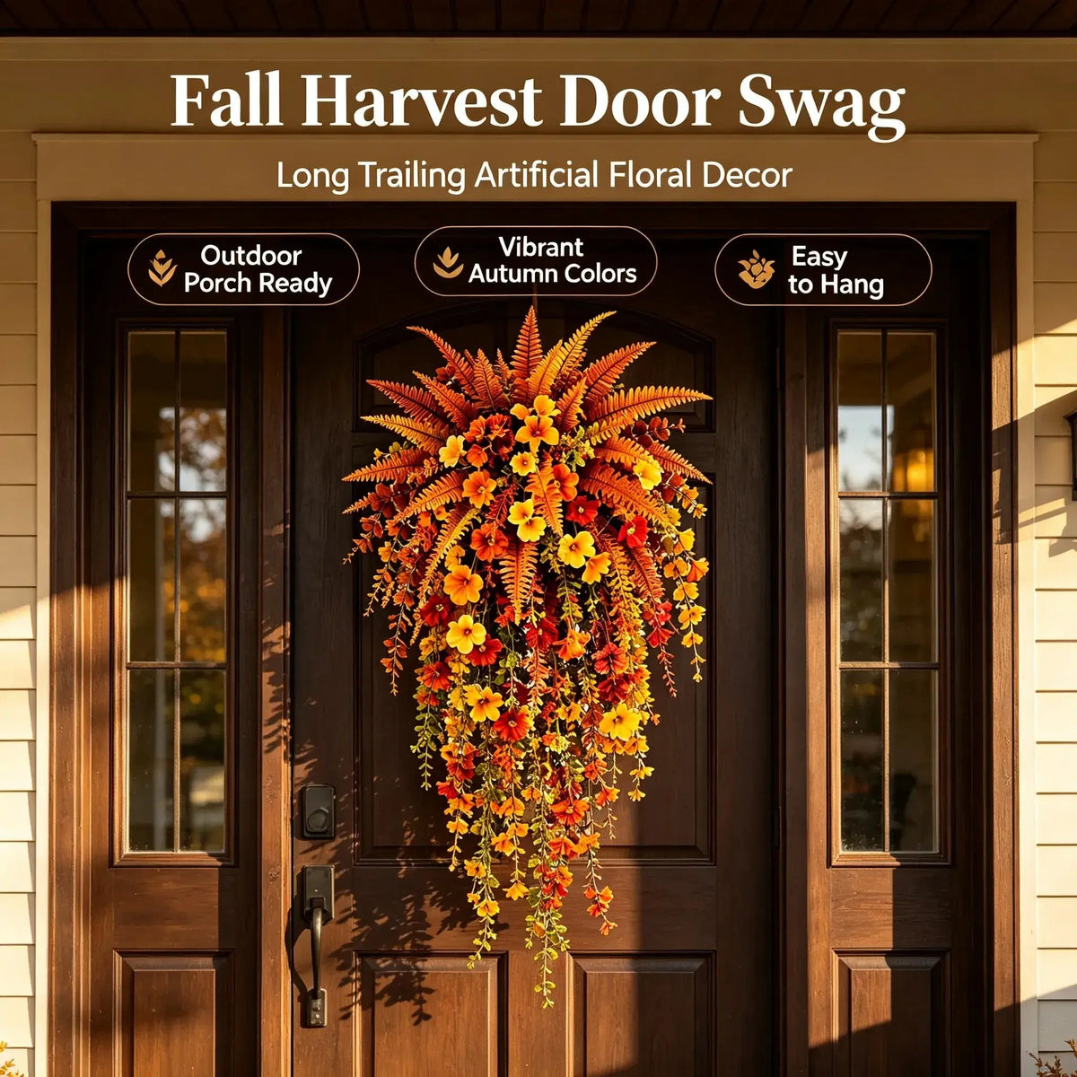 UV‑resistant artificial Boston fern plant, realistic large outdoor hanging autumn faux plant🍂 - image 2