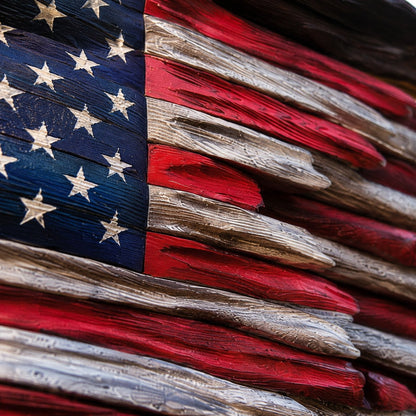 🔥Last Day 49% OFF - 3D Rustic American Flag Wall Decor — Rough Wood Texture, Raised American Pride