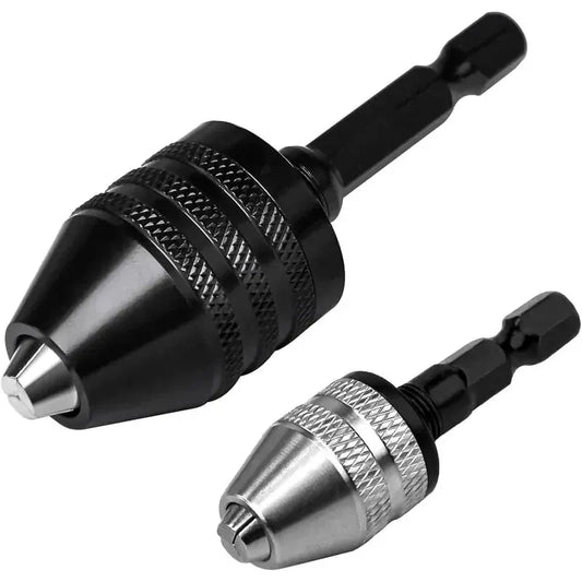 2-Piece Keyless Drill Chuck Adapter Set – 1/4′′ Hex Quick Change (0.3-8mm) for Impact Drivers & Power Tools