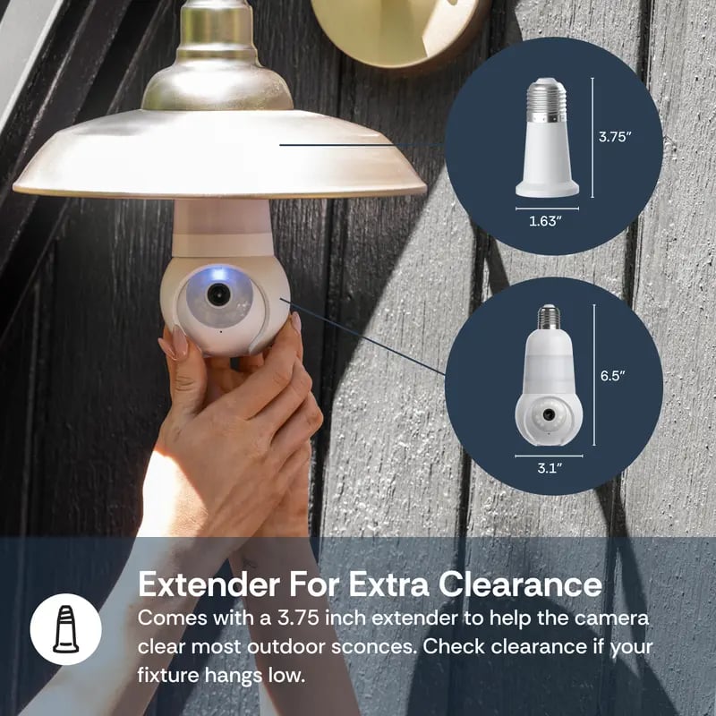🔥2K Light Bulb Security Camera – 360° Pan & Tilt, Color Night Vision, Built‐in Spotlight, 2.4GHz/5GHz WiFi, Indoor/Outdoor