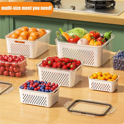 🍓3PCS Leakproof Produce Storage Bins With Removable Colander 💧