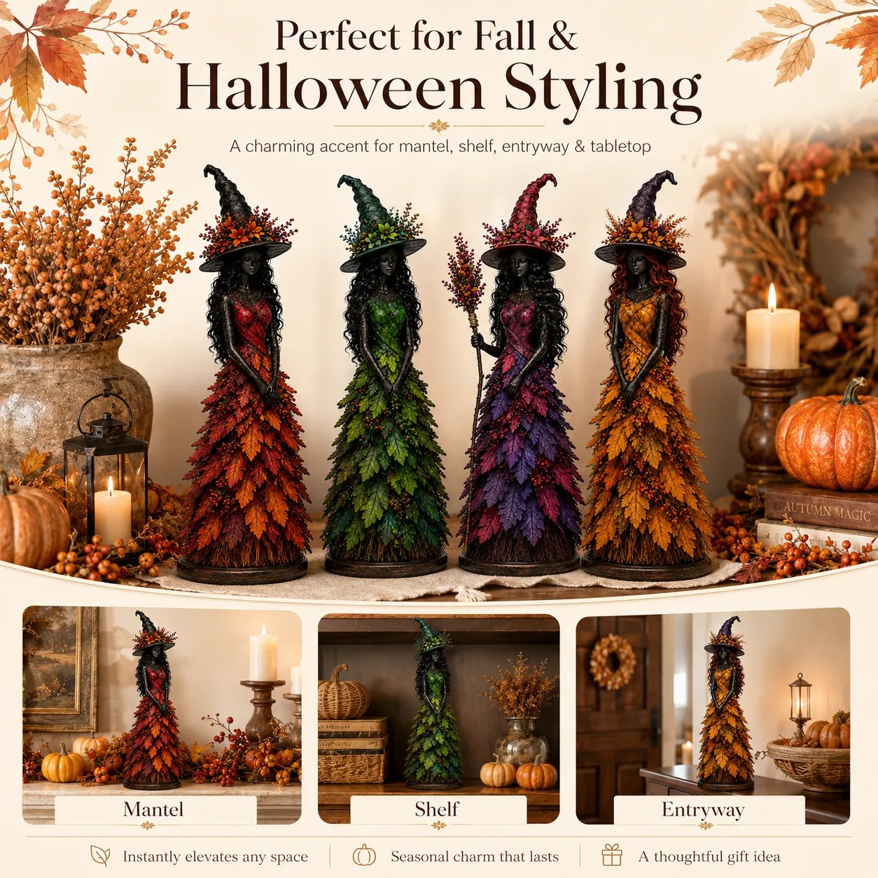 🔥LAST DAY 50% OFF - 🧙‍♀️Enchanted Autumn Witch Figurine