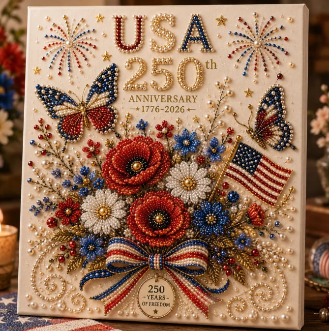 🇺🇸 USA 250th Anniversary DIY Pearl Painting Kit ✨❤️‍🔥