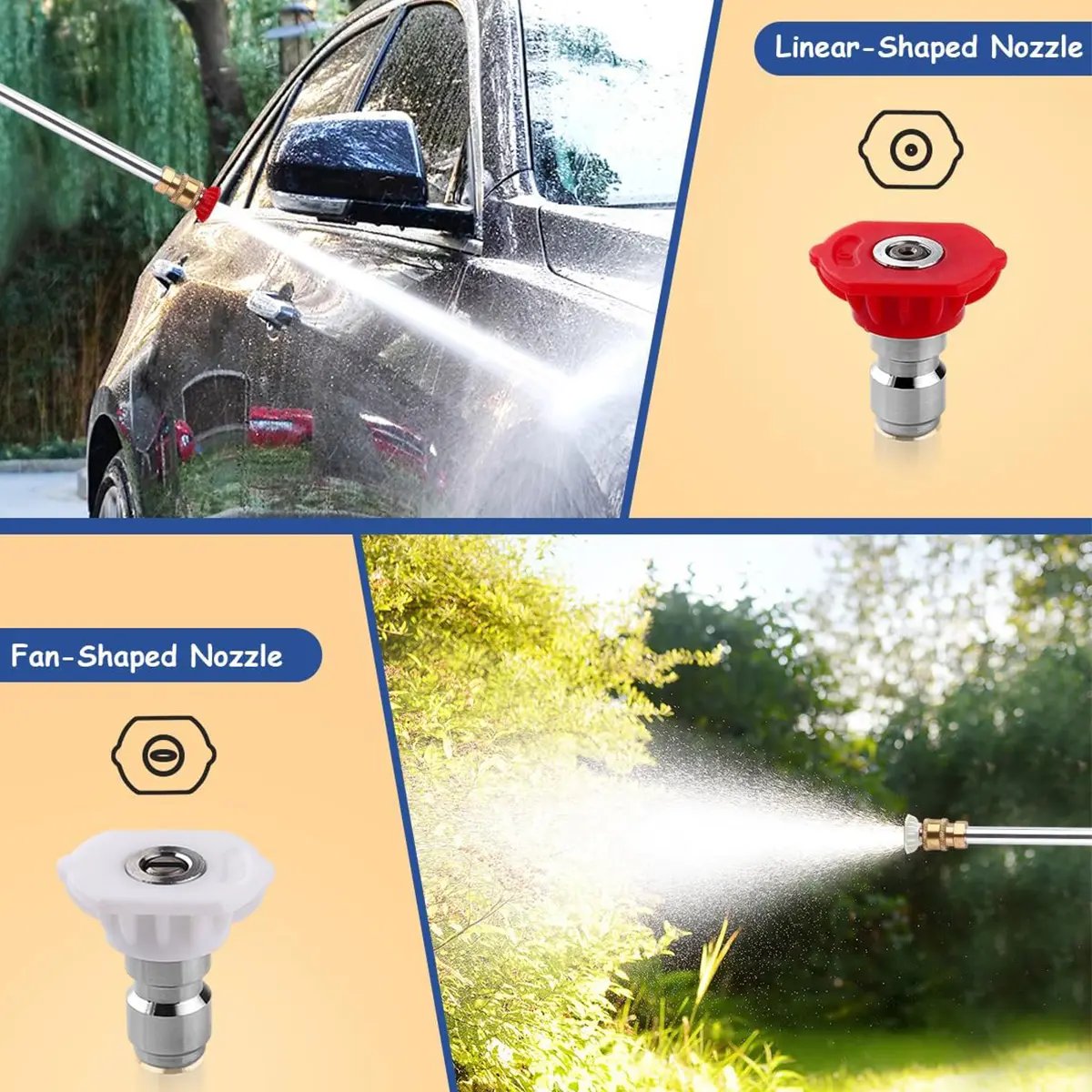 Hydro Jet Power Washer Wand for Garden Hose - Heavy-Duty Metal High-Pressure Sprayer with 2 Nozzle Tips & Leak-Proof Quick Connectors