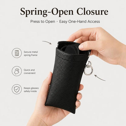 Soft PU Leather Sunglasses Pouch Elastic Opening Eyeglasses Bag