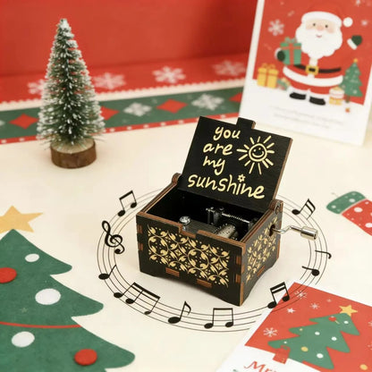 Hand-Crank Wooden Music Box: Plays “You Are My Sunshine”