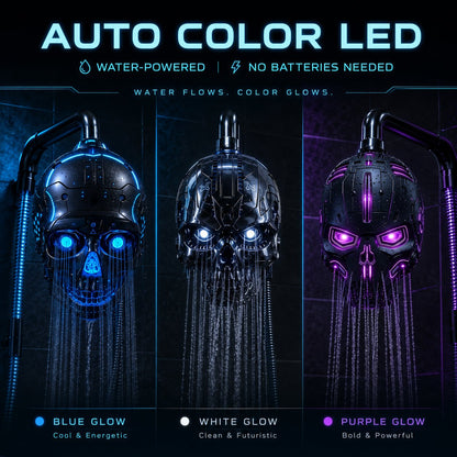 Cyber Mecha Skull Color Changing LED Pressure Boost Shower Head