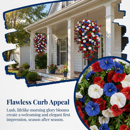 🏆Flash Sale-49% OFF⚡ 50K+ SOLD! Red, White & Blue Artificial Morning Glory Hanging Vines – 3-Piece Set