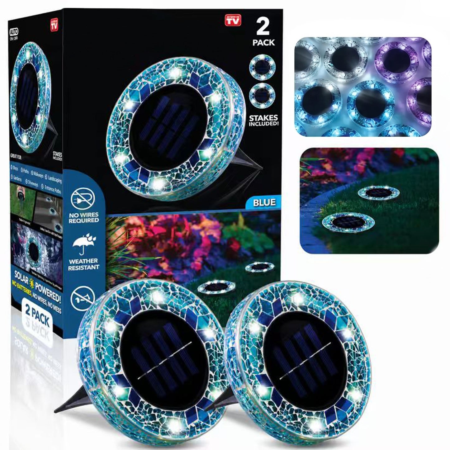 ✨Solar Outdoor Mosaic Disk Lights, Waterproof Pathway LED Light