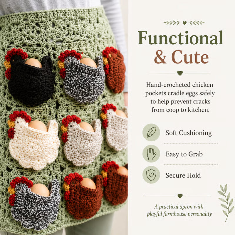 🐔Handmade Crochet Chicken Egg Collecting Apron🥚🎁Buy 2 FREE SHIPPING