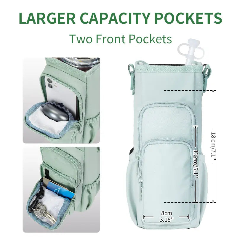 Sportsnew Water Bottle Carrier Bag for Stanley 40oz Tumbler – Insulated Crossbody Holder with Phone Pocket, Straw Cover & Adjustable Strap for Hiking, Travel & Outdoor