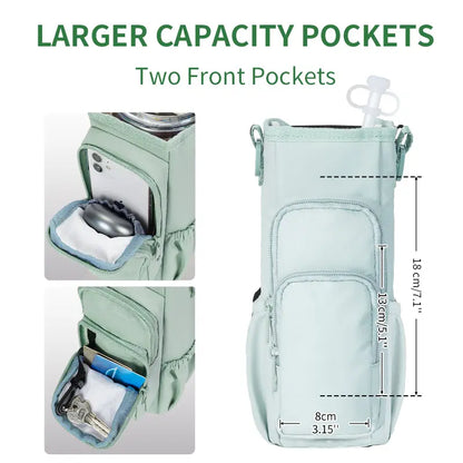Sportsnew Water Bottle Carrier Bag for Stanley 40oz Tumbler – Insulated Crossbody Holder with Phone Pocket, Straw Cover & Adjustable Strap for Hiking, Travel & Outdoor