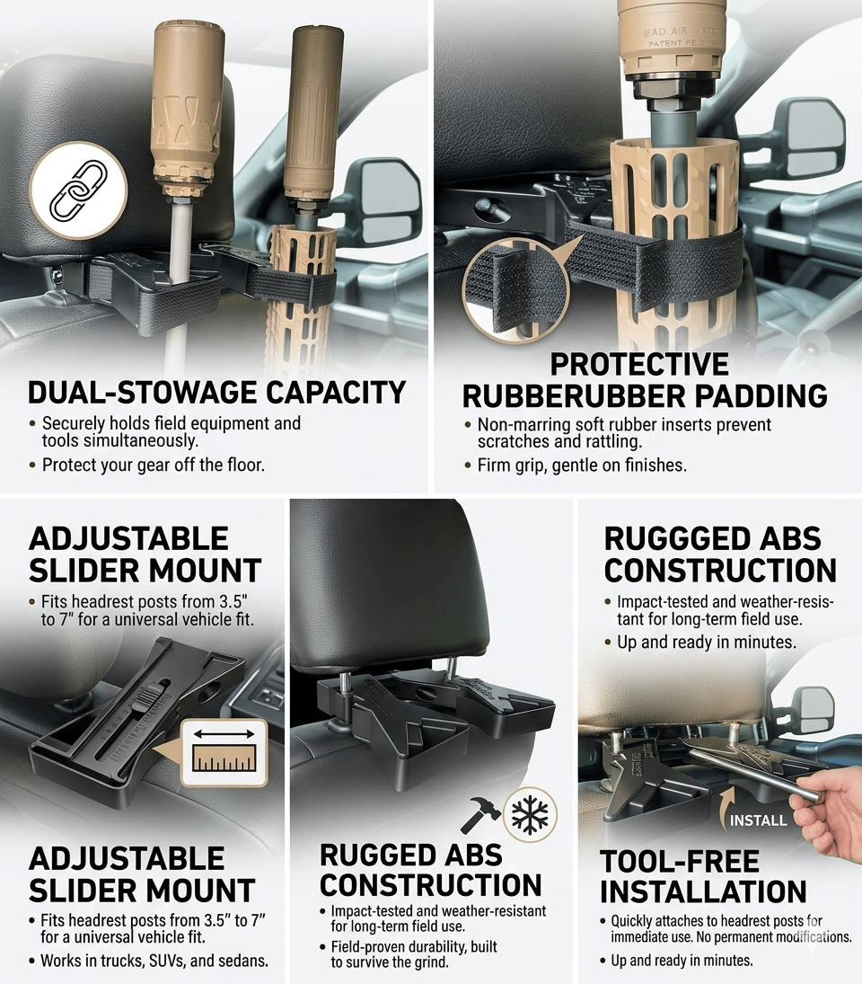 Tactical Seat Back Gun Rack – Universal Fit, Tool-Free Install