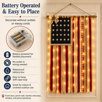 Lighted Patriotic Wall Hanging Banne
