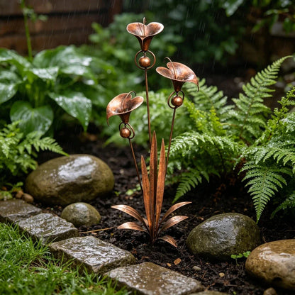 Copper Calla Lily Garden Chime Set – Peaceful Outdoor Decor for Flower Lovers 🌿🔔