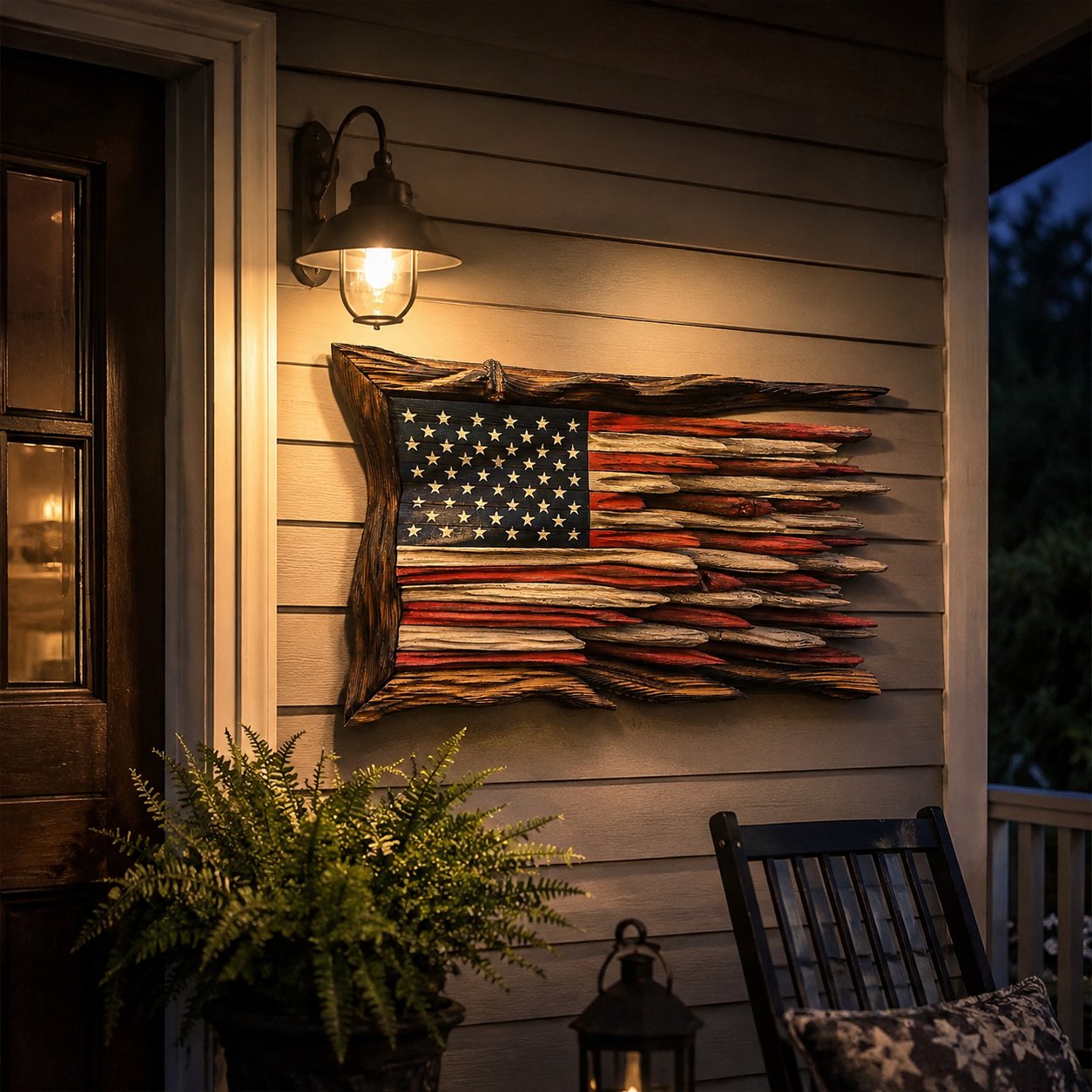 🔥Last Day 49% OFF - 3D Rustic American Flag Wall Decor — Rough Wood Texture, Raised American Pride