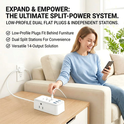 ⚡ Dual Extension Cable – 12-Foot Splitter with USB & AC Ports