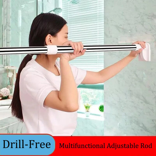 Drill-Free Adjustable Tension Rod – No Holes, No Damage, Instant Install