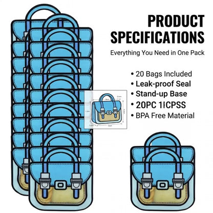 🛍️ 20-Pack Reusable Smell-Proof Stand-Up Pouches – Multicolor Backpack Goody Bags for Kids Parties & Snacks