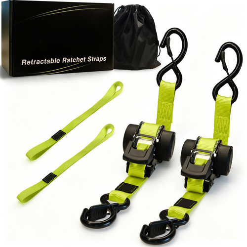 🔒 Retractable Ratchet Straps - 1550 lbs Heavy Duty Cargo ⚙️