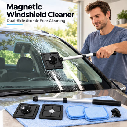 🚘Dual Magnetic Car Windshield Cleaner | Streak-Free Auto Glass Cleaning Kit