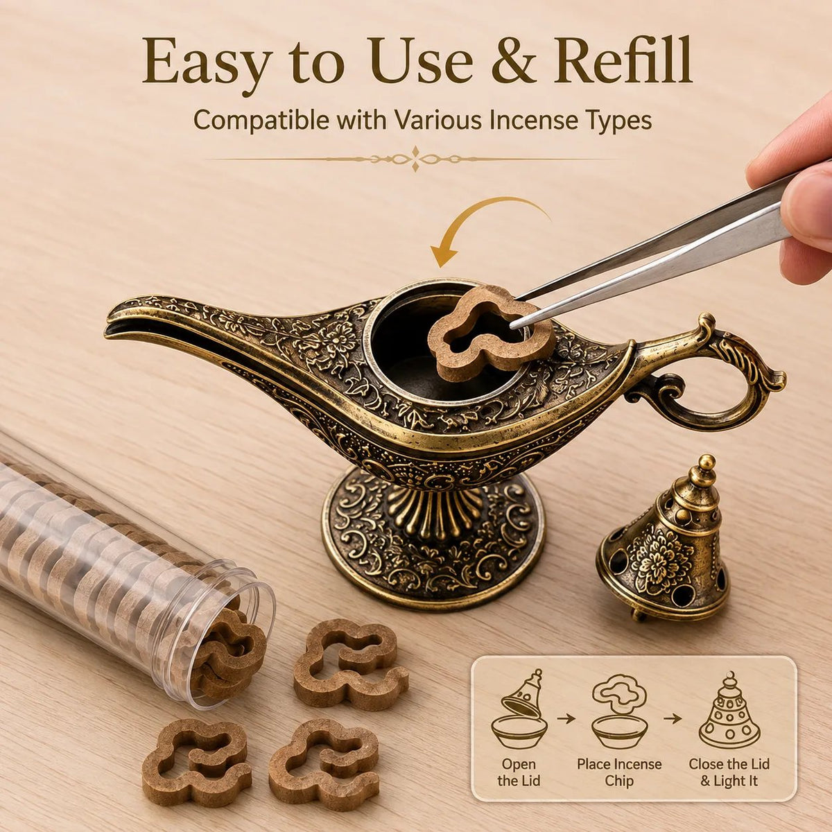 🔥Vintage Aladdin Genie Lamp Incense Holder