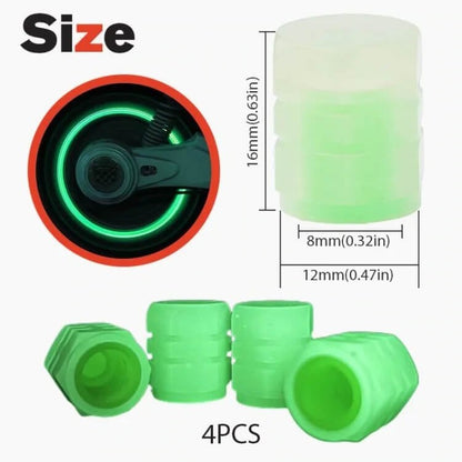 Glow-in-the-Dark Car Tire Valve Cap Set - Durable, Easy-to-Install