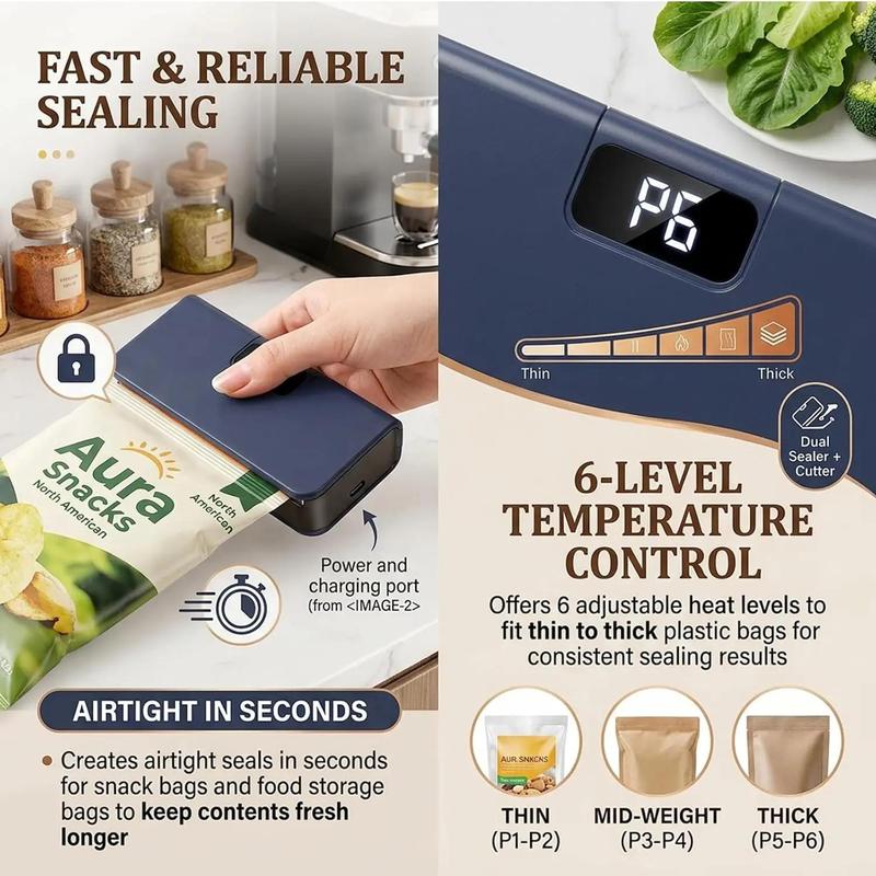 🔥 Early Black Friday Deal🔥Rechargeable Mini Bag Heat Sealer-Cutter with 3.94'' Heating Strip