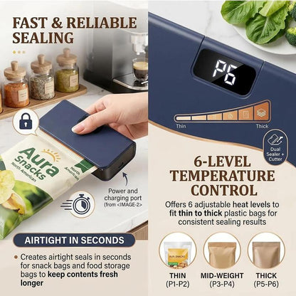 🔥 Early Black Friday Deal🔥Rechargeable Mini Bag Heat Sealer-Cutter with 3.94'' Heating Strip